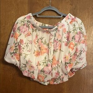 Anthropologie Floral Skirt- Pink and Cream